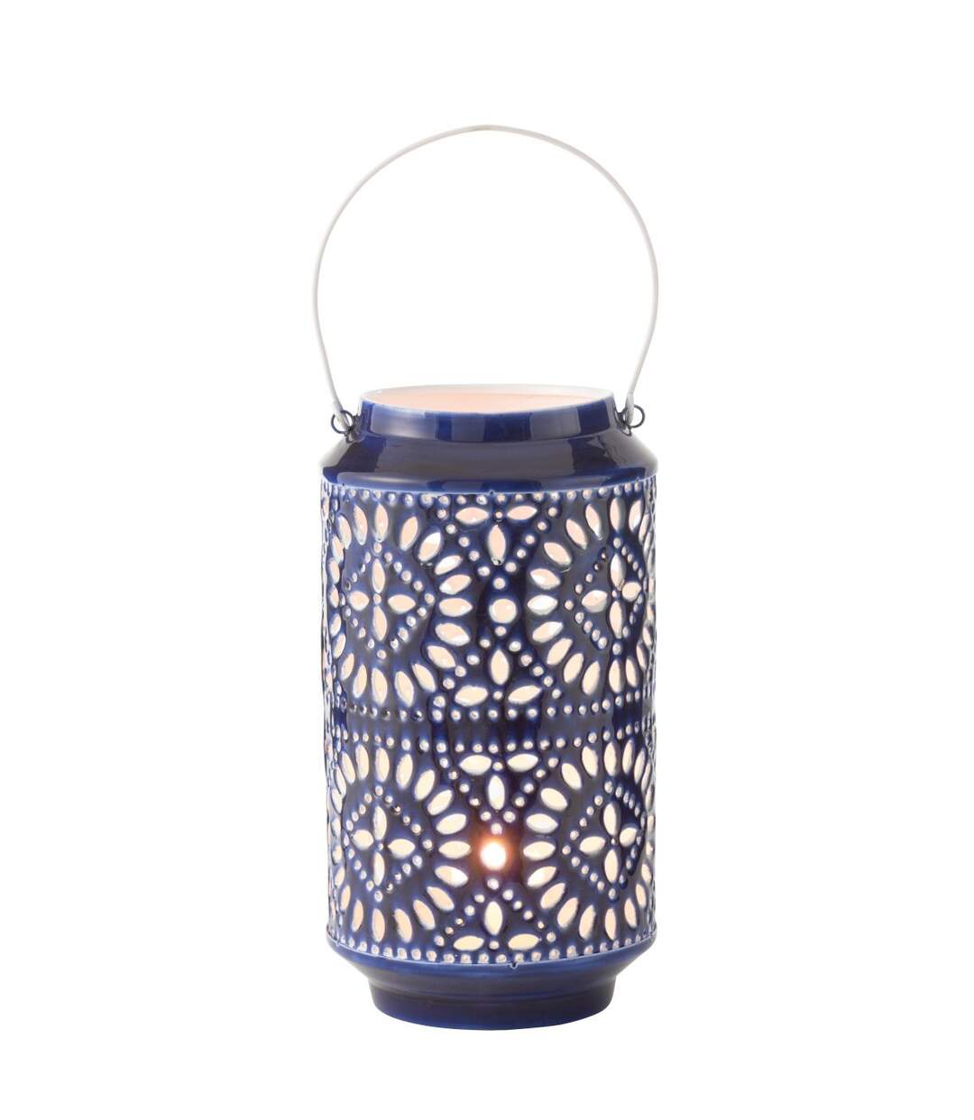 Lanterne Ajourée en Métal Nag 33cm Bleu-2