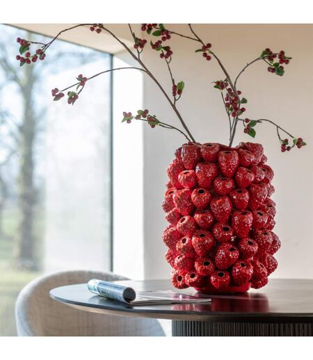 Vase Déco en Argile Berry 45cm Rouge