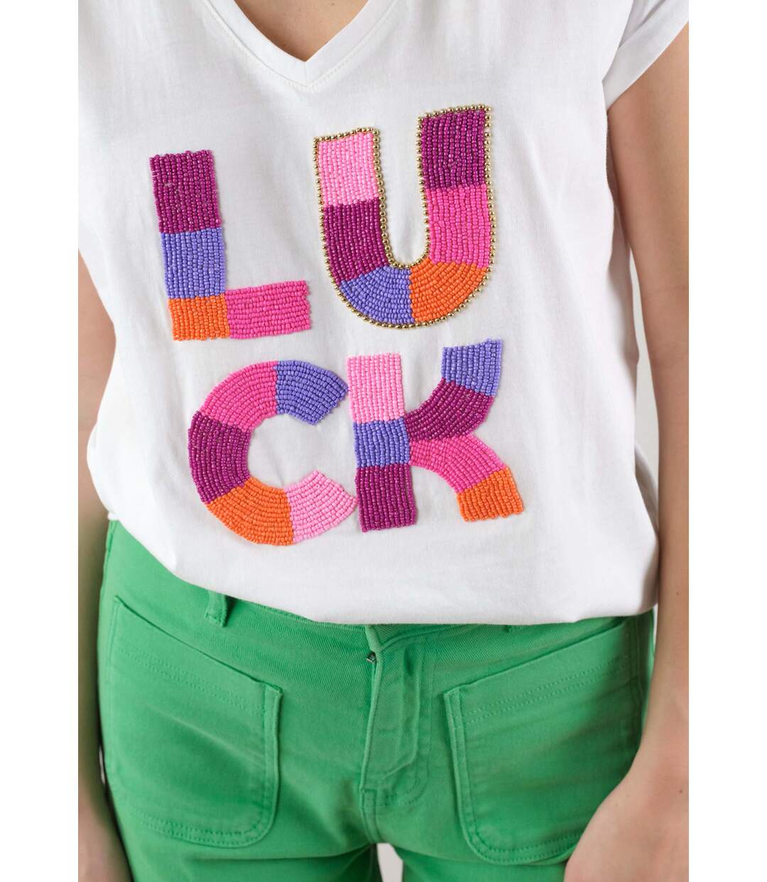 T-shirt bohème en coton pour femme LUCKY