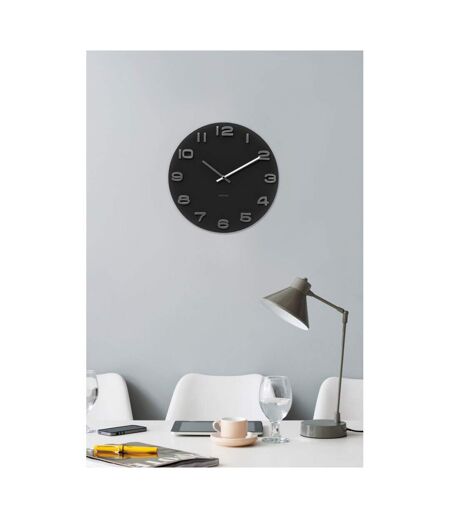 Horloge ronde vintage en verre 35 cm Noir