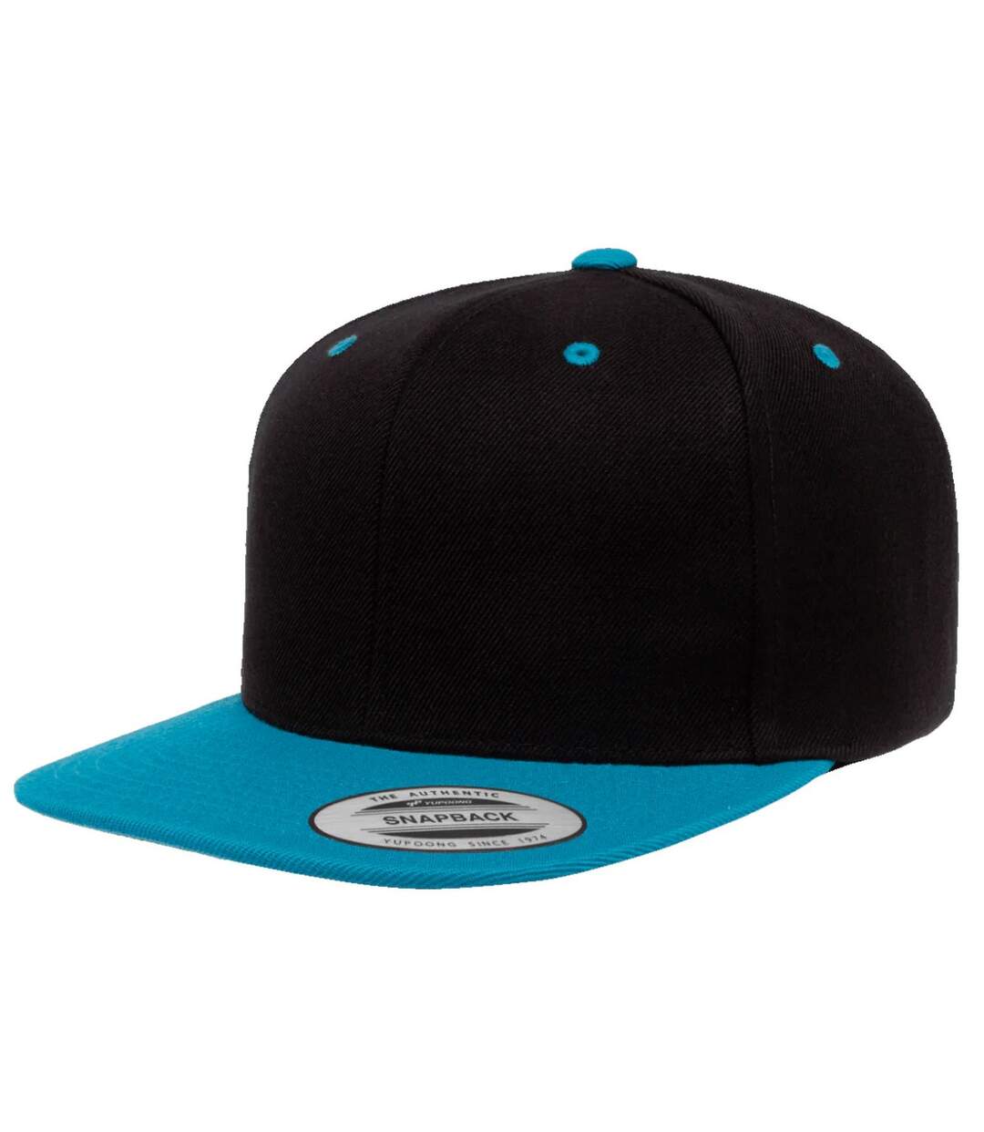 Casquette ajustable classique homme noir / bleu sarcelle Yupoong-1