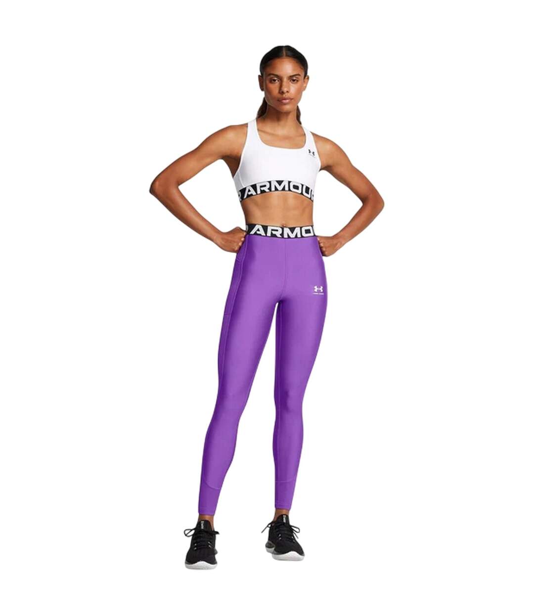 Womens/ladies Heatgear Moisture Wicking Leggings Purple Under Armour-4