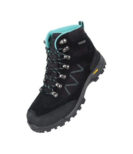 Womens/ladies Storm Suede Waterproof Hiking Boots Black Mountain Warehouse