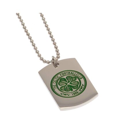 Celtic FC Crest Dog Tag And Chain (Green/Silver) (One Size)