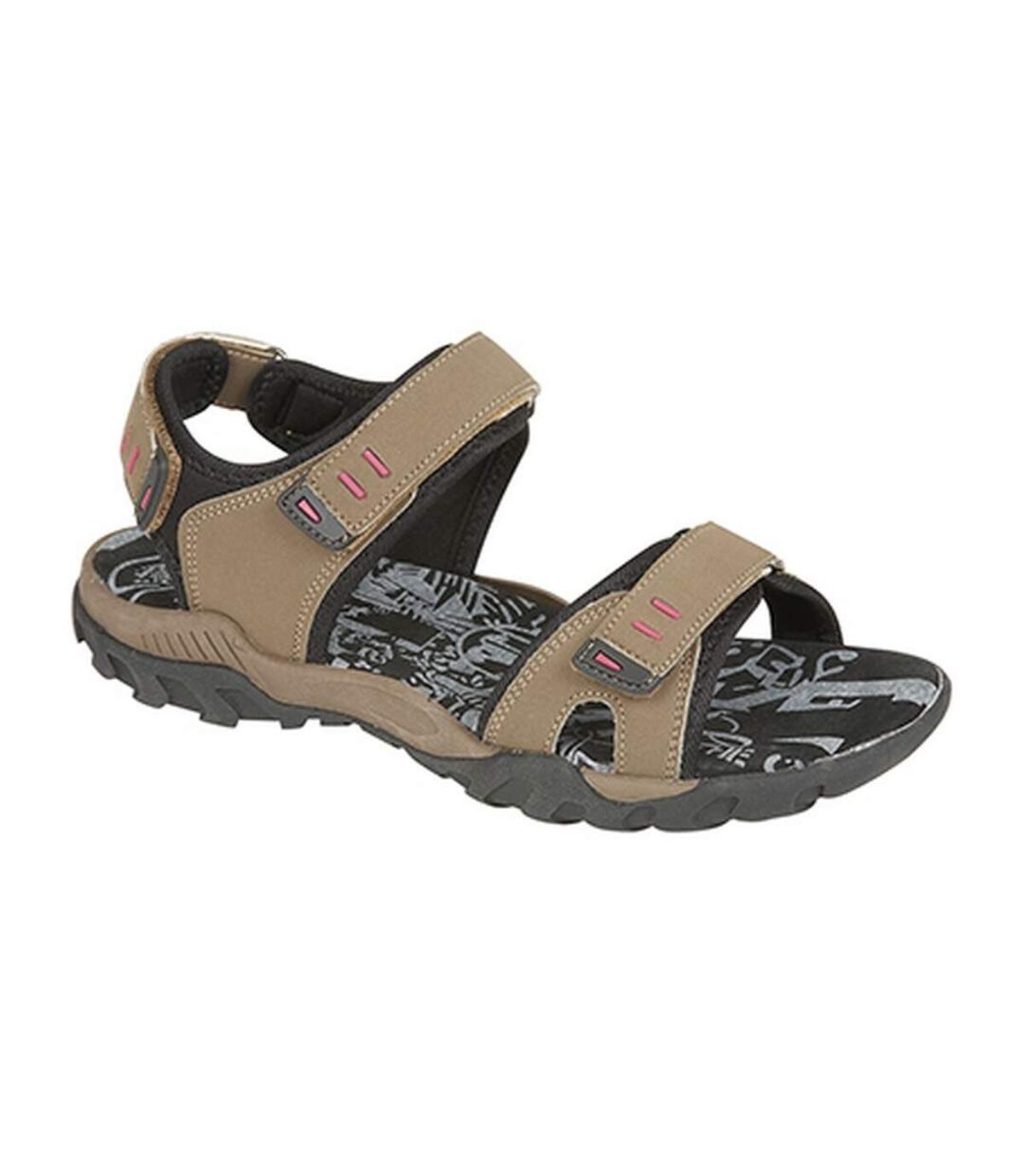 PDQ Womens/Ladies Toggle & Touch Fastening Sports Sandals (Taupe) - UTDF437