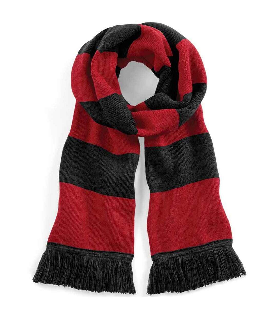 Unisex adult stadium scarf one size black/classic red Beechfield-1