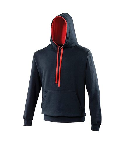 Awdis - Sweatshirt à capuche et fermeture zippée - Homme (Bleu marine/Rouge feu) - UTRW182