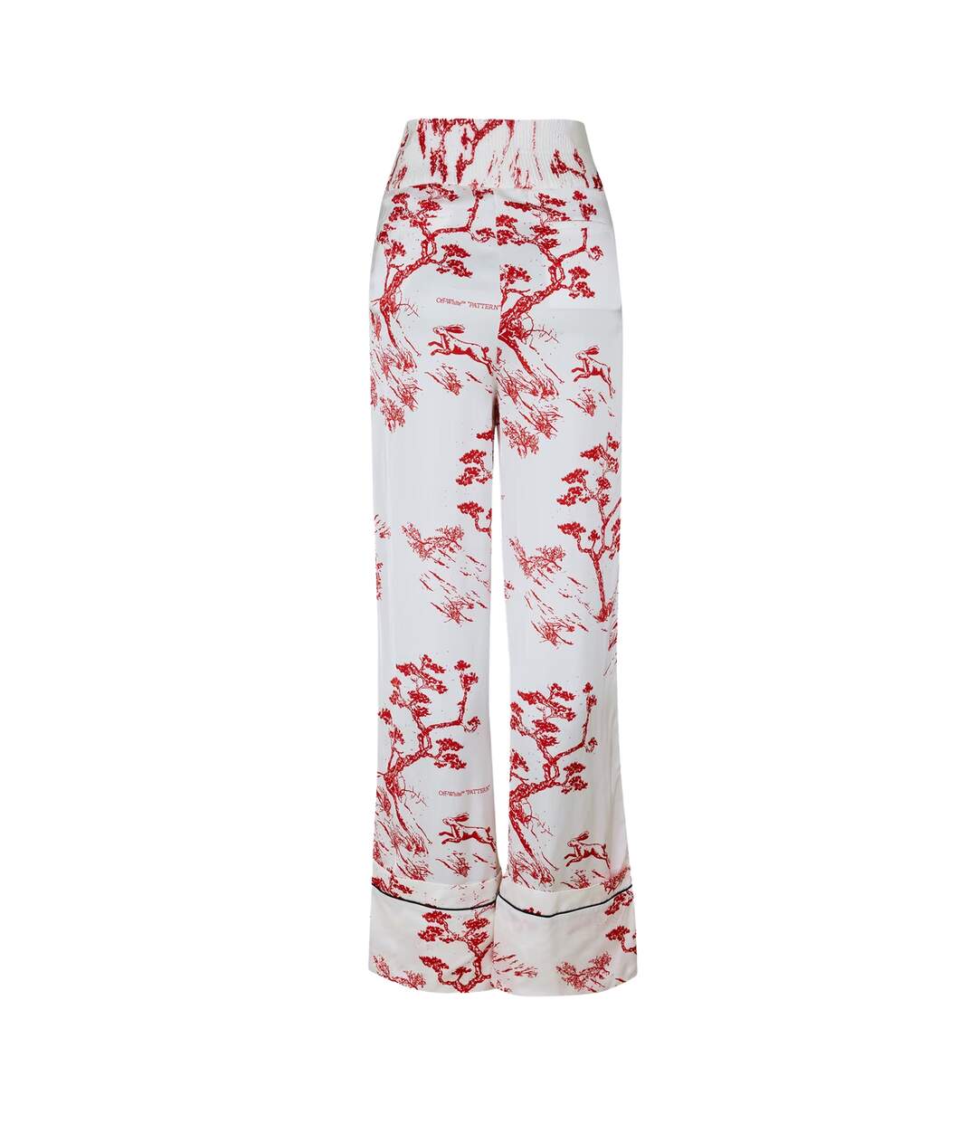 Bas De Pyjama Large Motif Toile Tropicale Blanc Rouge Off White-2