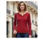 MAYFLOWER NOVICE3 – Tee-shirt manches longues rouge col tunisien satin pour un look dynamique et raffiné-1