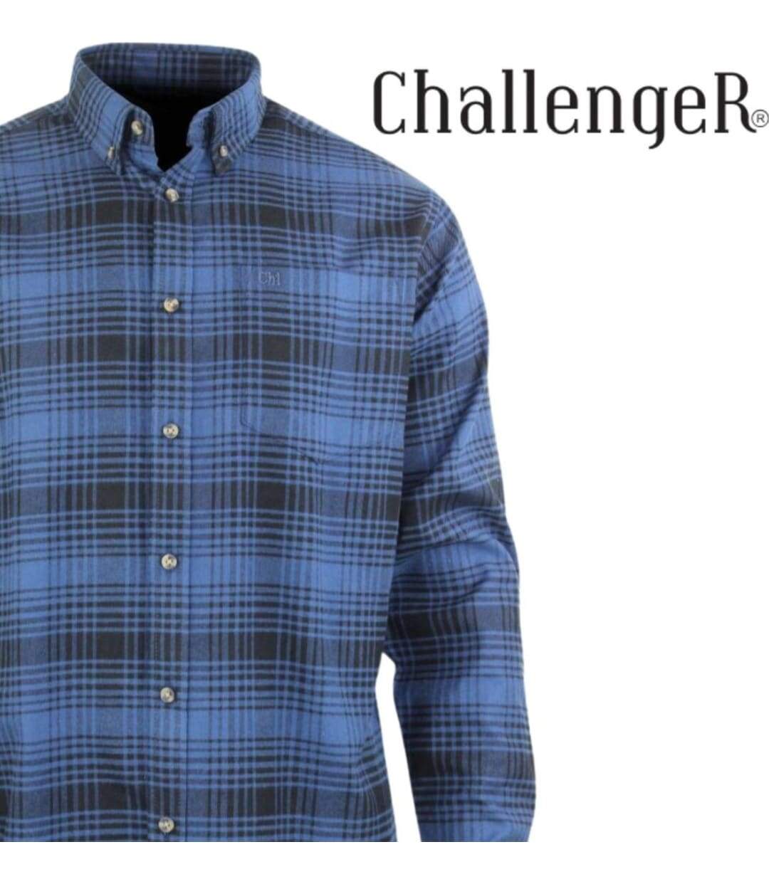 CHALLENGER BACK — Chemise à carreaux manches longues flanelle bleu : le confort chaud et intemporel-2