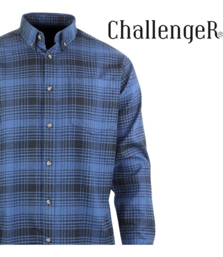CHALLENGER BACK — Chemise à carreaux manches longues flanelle bleu : le confort chaud et intemporel