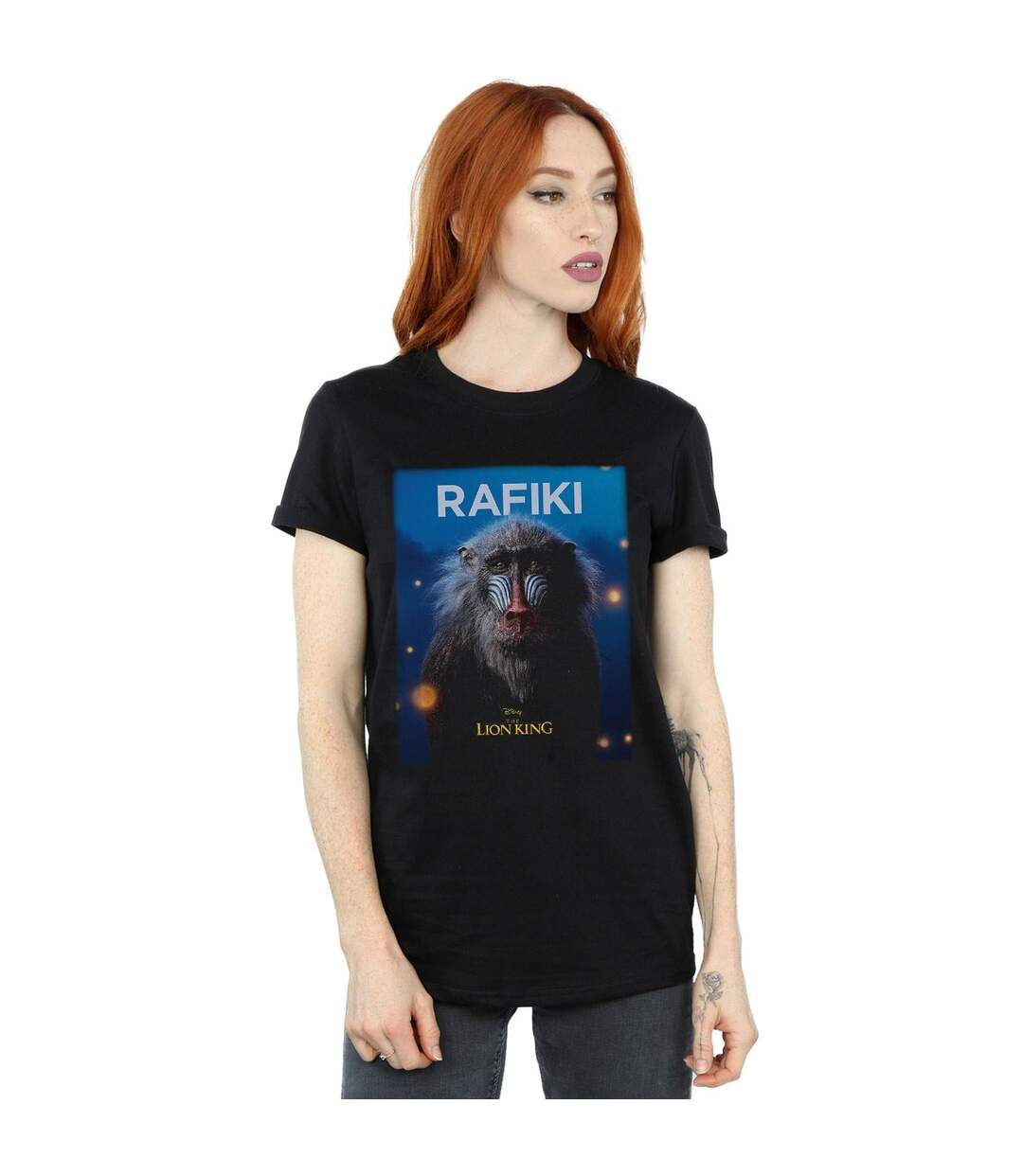 Disney Womens/Ladies The Lion King Movie Rafiki Poster Cotton Boyfriend T-Shirt (Noir) - UTBI29302-2