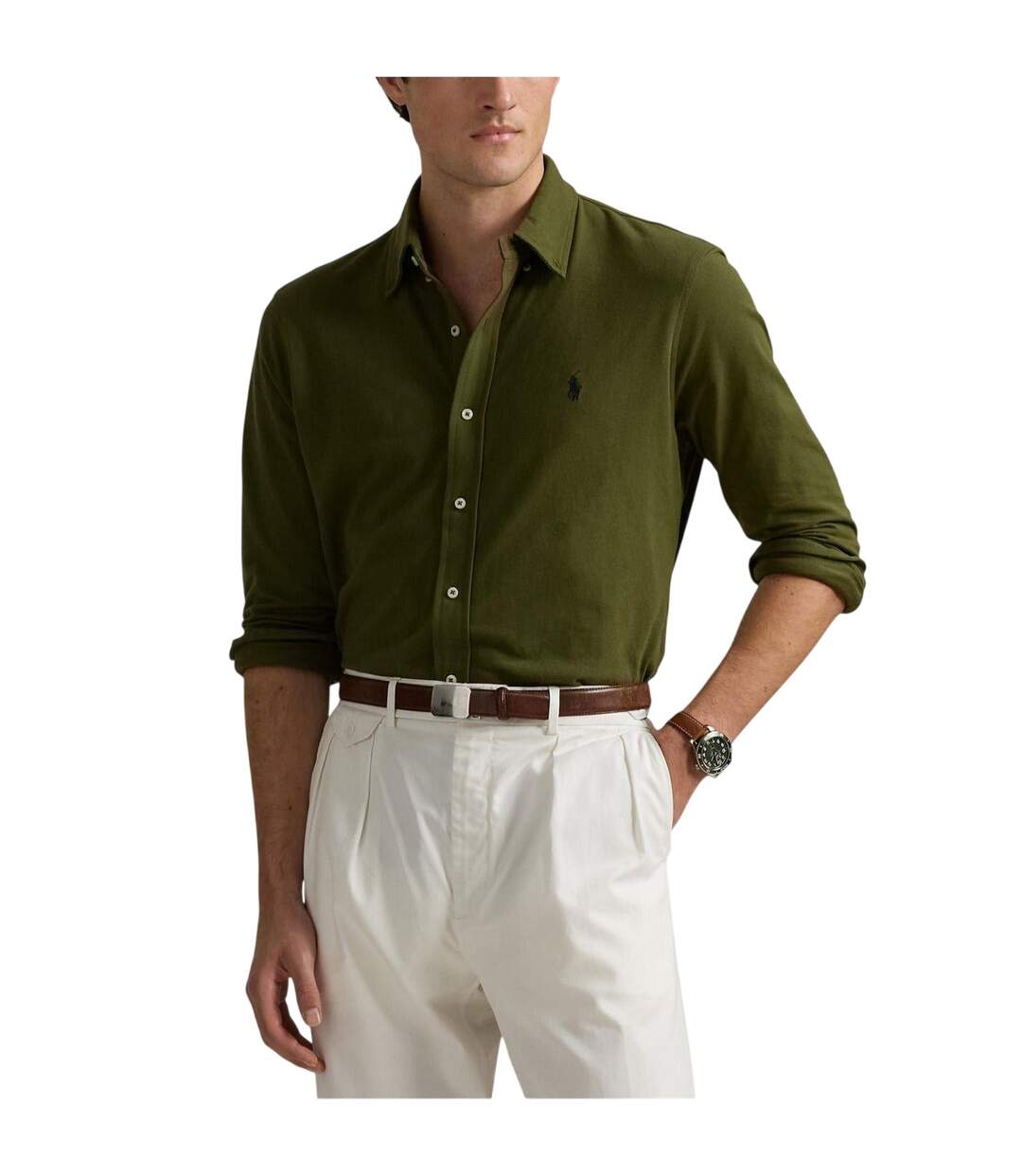 Chemise À Boutons Homme Nouveau Olive Ralph Lauren-4