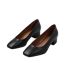 Womens/ladies Seattle Pu Square Toe Wide Low Block Heel Court Shoes Black Where´s That From-2