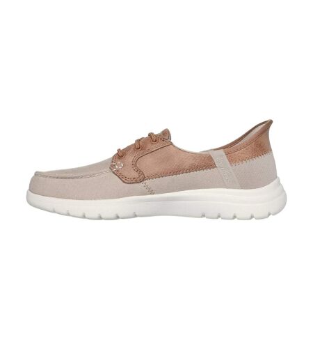 Womens/ladies On The Go Flex Palmilla Boat Shoes Taupe Skechers
