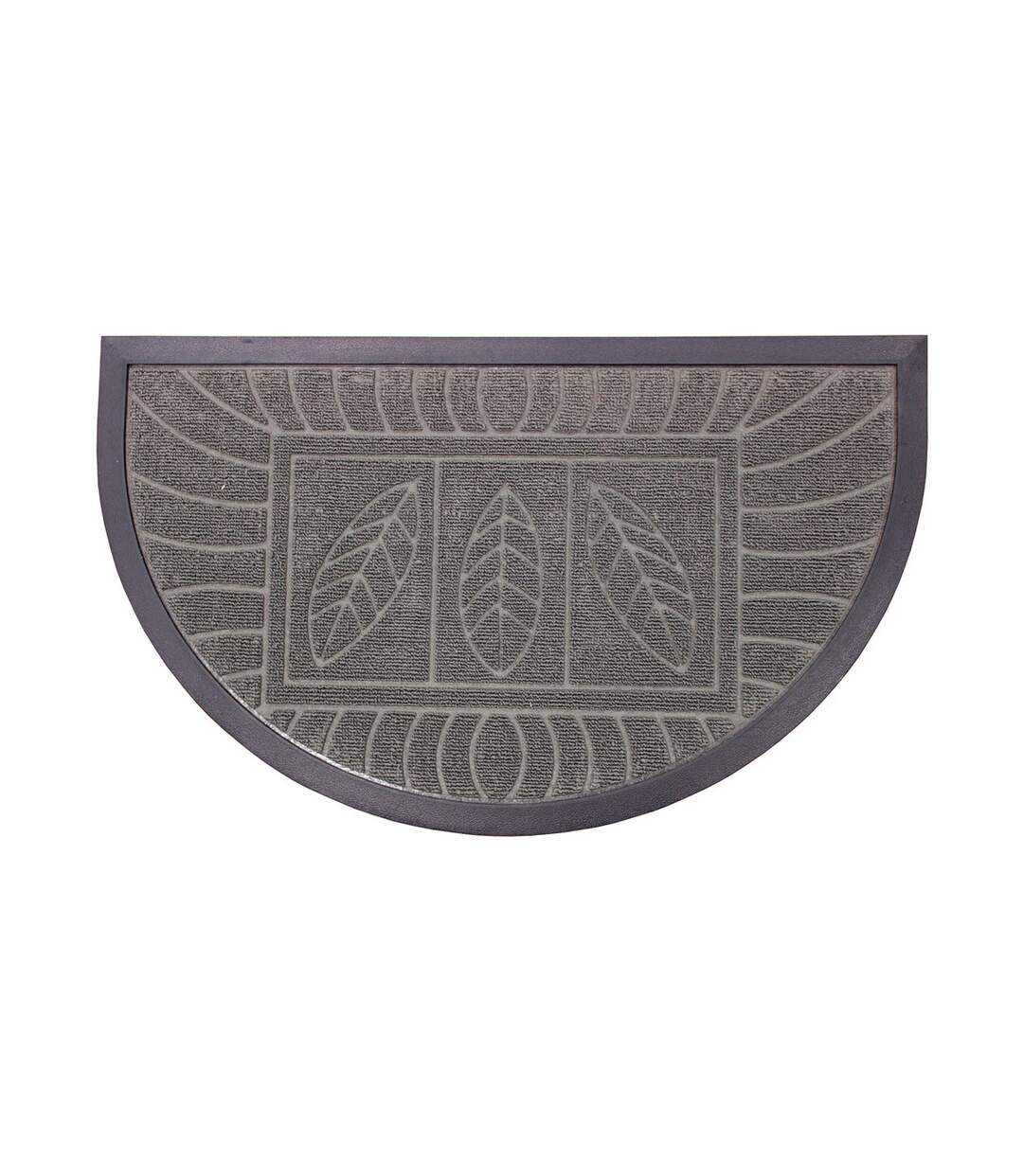 Tapis d'Entrée Demi-Lune Feuilles 45x75cm Gris-1