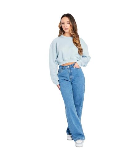Womens/ladies Cropped Relaxed Fit Sweatshirt Blue Be You