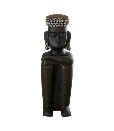 Statue Déco Assise Ethnique 49cm Noir
