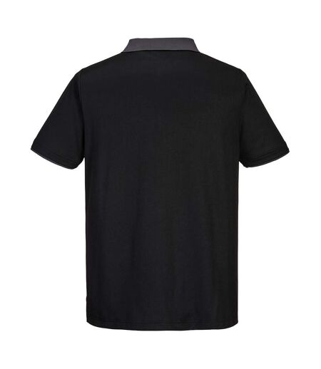 Portwest Mens Cotton Active Polo Shirt (Black/Zoom Grey) - UTPW229