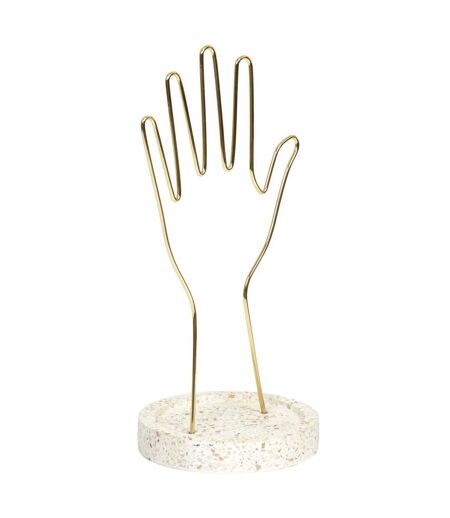 Porte-Bijoux Main Terrazzo 28cm Or & Blanc
