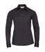 Womens/ladies Poplin Easy-care Long-sleeved Formal Shirt Black Russell Collection-1