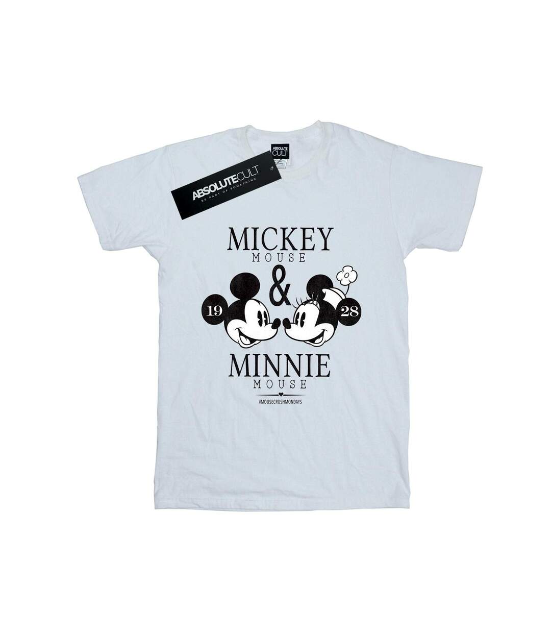 Disney Womens/Ladies Mickey And Minnie Mouse Mousecrush Mondays Cotton Boyfriend T-Shirt (Blanc) - UTBI36276-1