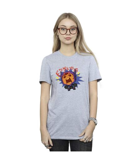 Disney Femme/Les femmes Big Hero 6 Baymax Hiro Angry Manga Cotton Boyfriend T-Shirt (Gris sportif) - UTBI15763