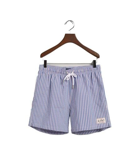 Short De Bain Style Plissé Homme Bleu Blanc Rouge Gant