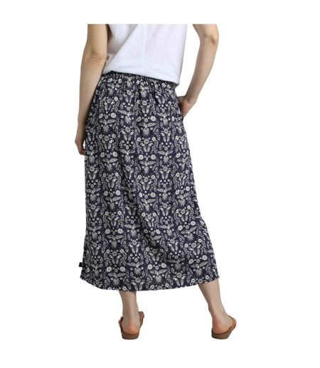 Womens/ladies nina livaeco printed midi skirt rich navy Weird Fish