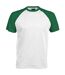 T-shirt de baseball à manches courtes  pour homme blanc/vert forêt Kariban-1