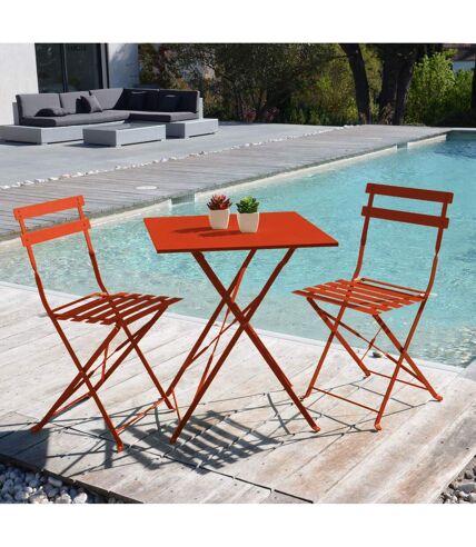 Lot de 4 chaises de jardin pliables en métal Palma - Orange