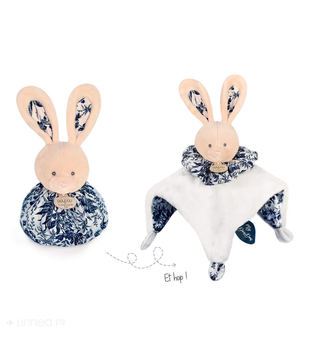 Doudou boule polyester collection LES PETITS FUTÉS Lapin blanc-5