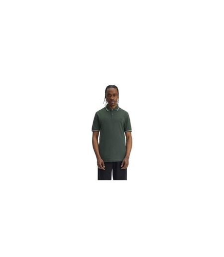 Polo Motif/style Double Pointe Homme Bleu Vert Fred Perry
