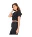 Womens/ladies Plain Ribbed Regular Crop T-shirt Black Be You-4