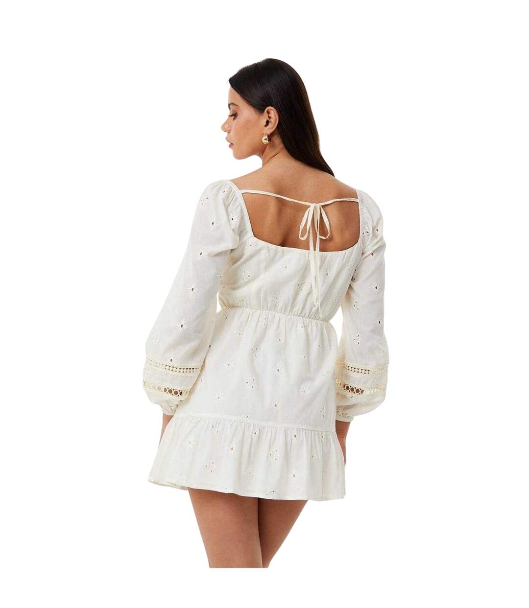 Robe Courte Manches Longues Motif/style Bobo Femme Vieux Blanc Jack Wills-3