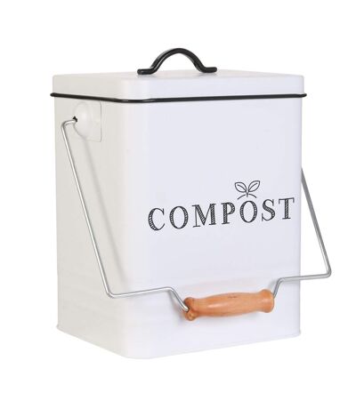 Poubelle de compostage 5 L en métal - Blanc