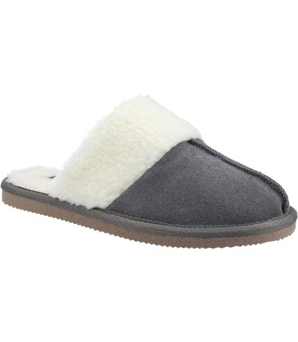 Womens/ladies arianna suede slippers grey Hush Puppies