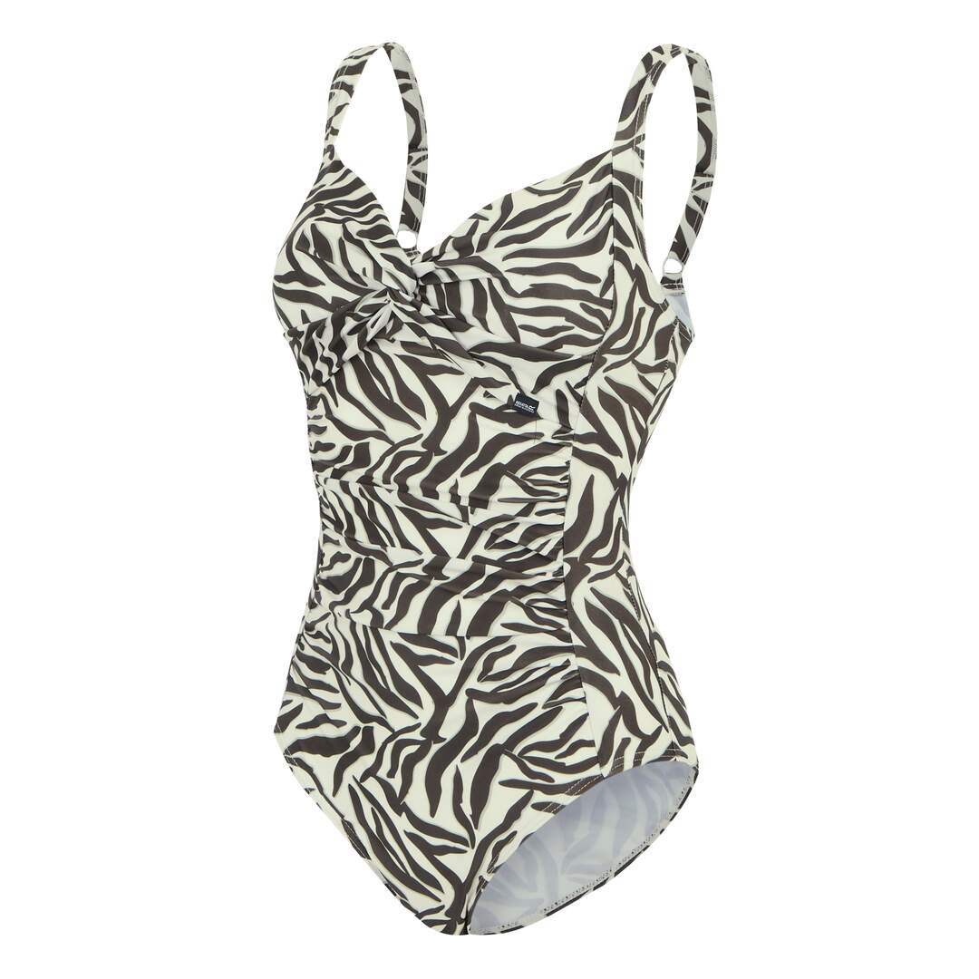 Womens/ladies sakari zebra print tummy control one piece swimsuit tonal grey Regatta-3