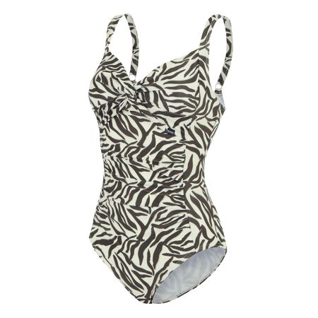 Womens/ladies sakari zebra print tummy control one piece swimsuit tonal grey Regatta