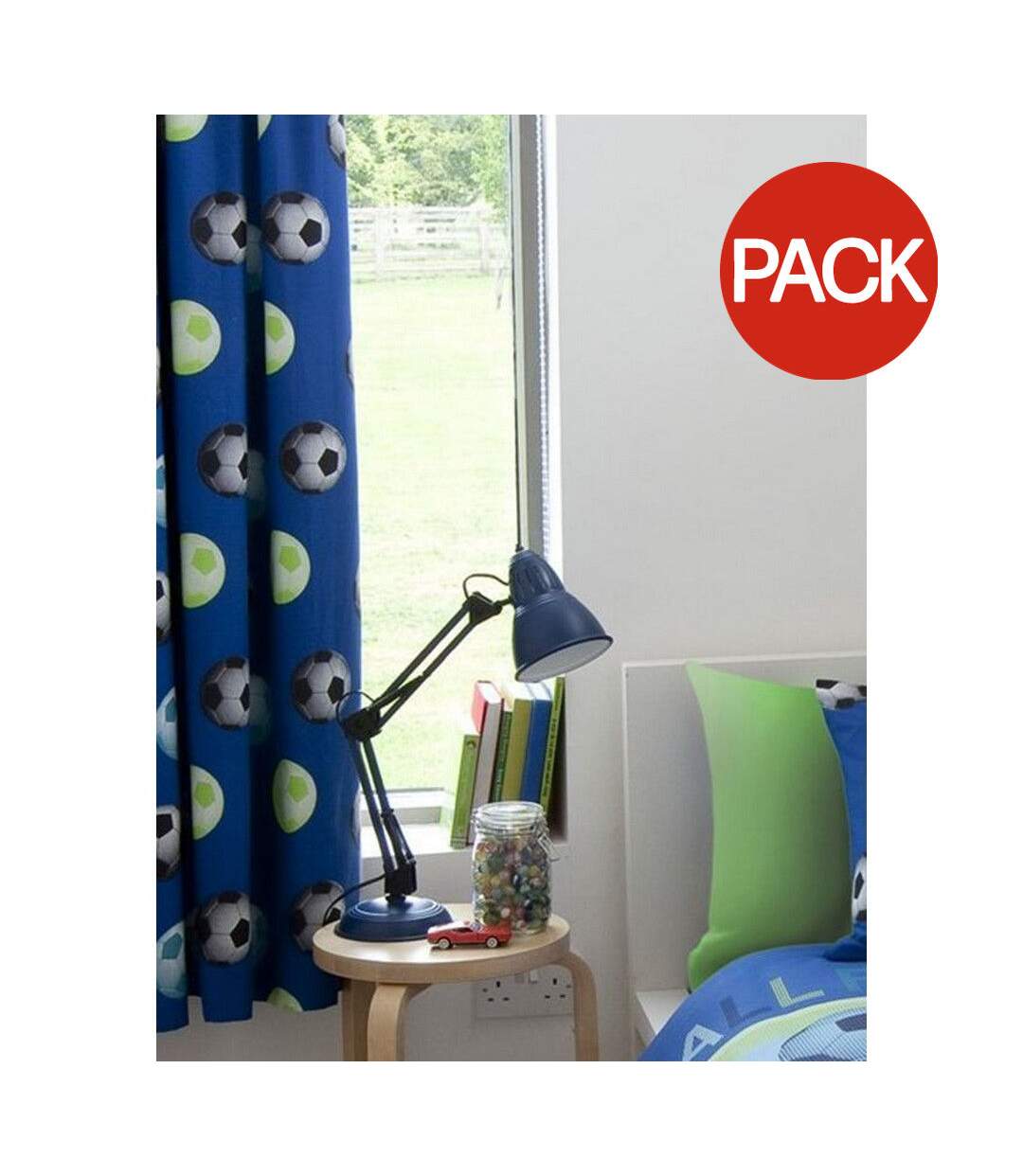 Pack of 2  Football lined curtains  72in x 66in blue Catherine Lansfield-1