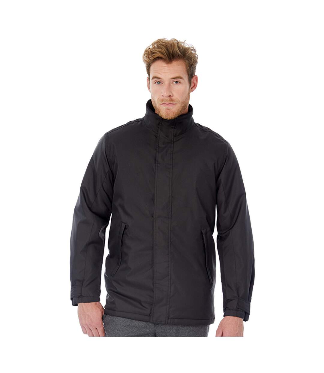 B&C Mens Real+ Premium Windproof Thermo-Isolated Jacket (Waterproof PU Coating) (Black)