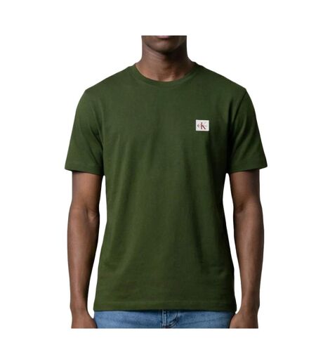 T-Shirt vert foncé homme calvin klein jeans badge l4g