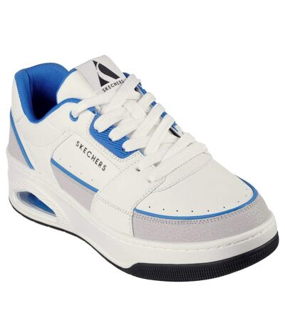 Mens uno court leather low post trainers white/blue Skechers