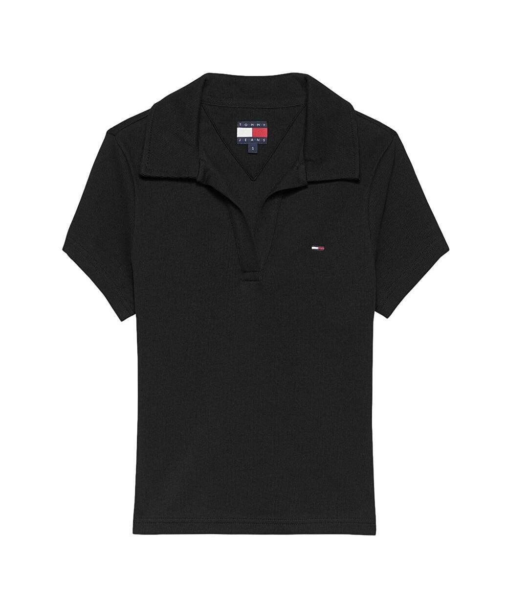 Polo noir femme tommy hilfiger slim dw0dw22326-1