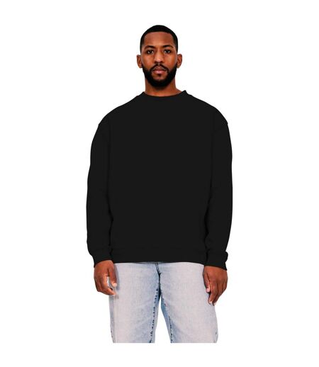 Mens Ringspun Cotton Extended Neckline Oversized Sweatshirt Black Casual Classics