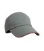 Herringbone Sandwich Peak Baseball Cap Grey Red Result Headwear-1