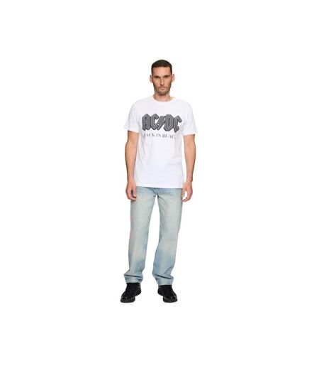 Mens Back In Black Ac/dc T-shirt Blanc MerchCode
