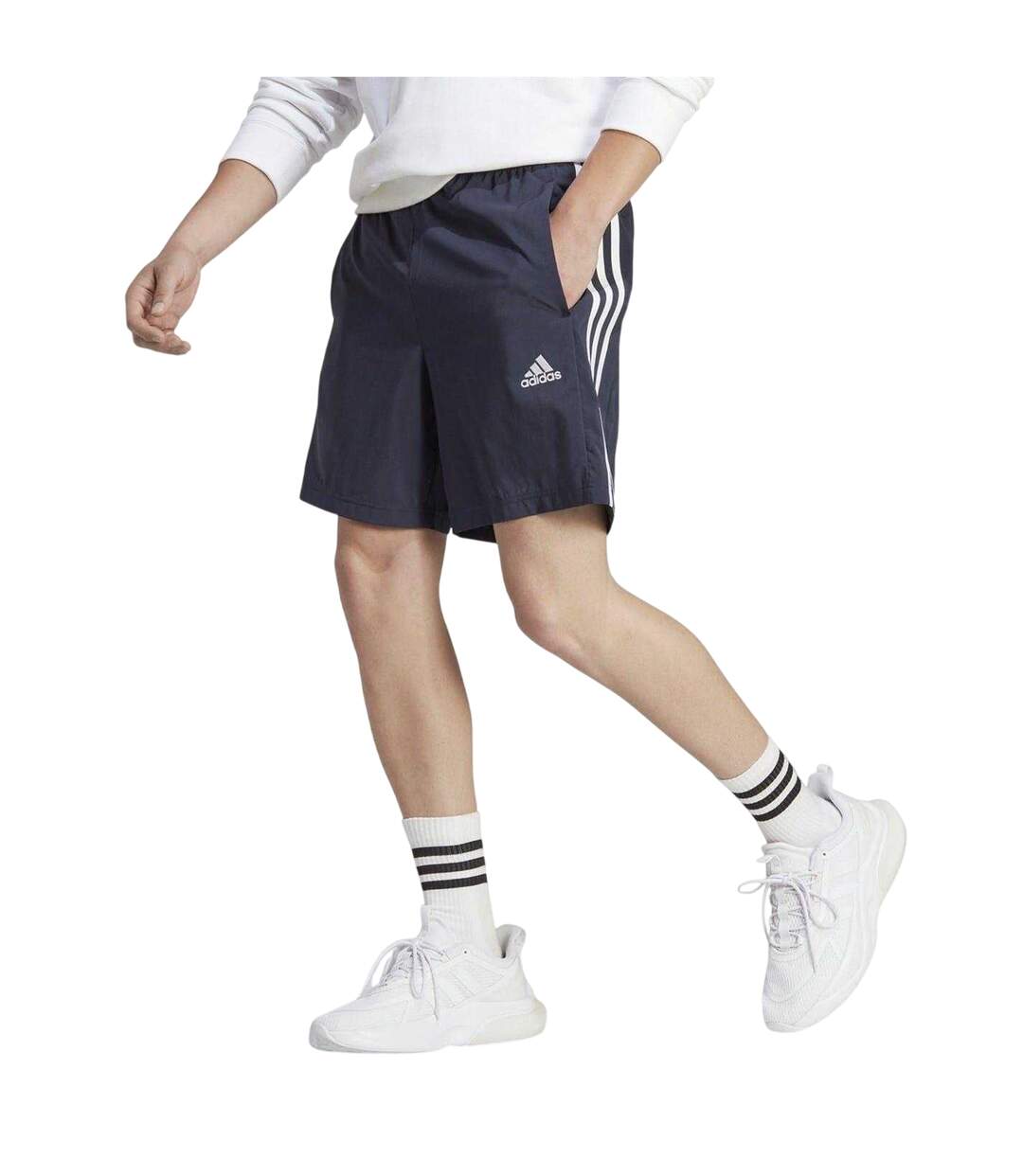 Short Motif/style 3 Rayures Homme Bleu Marine Blanc Adidas-3