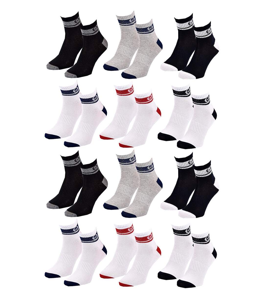 Chaussettes Homme QUARTER SERGIO TACCHINI Lot de 12 Pack de 12 Paires 4215-2