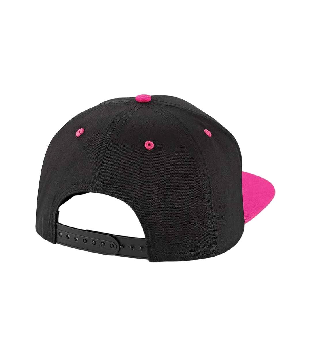 Contrast 5 panel snapback cap black/fuchsia Beechfield-2